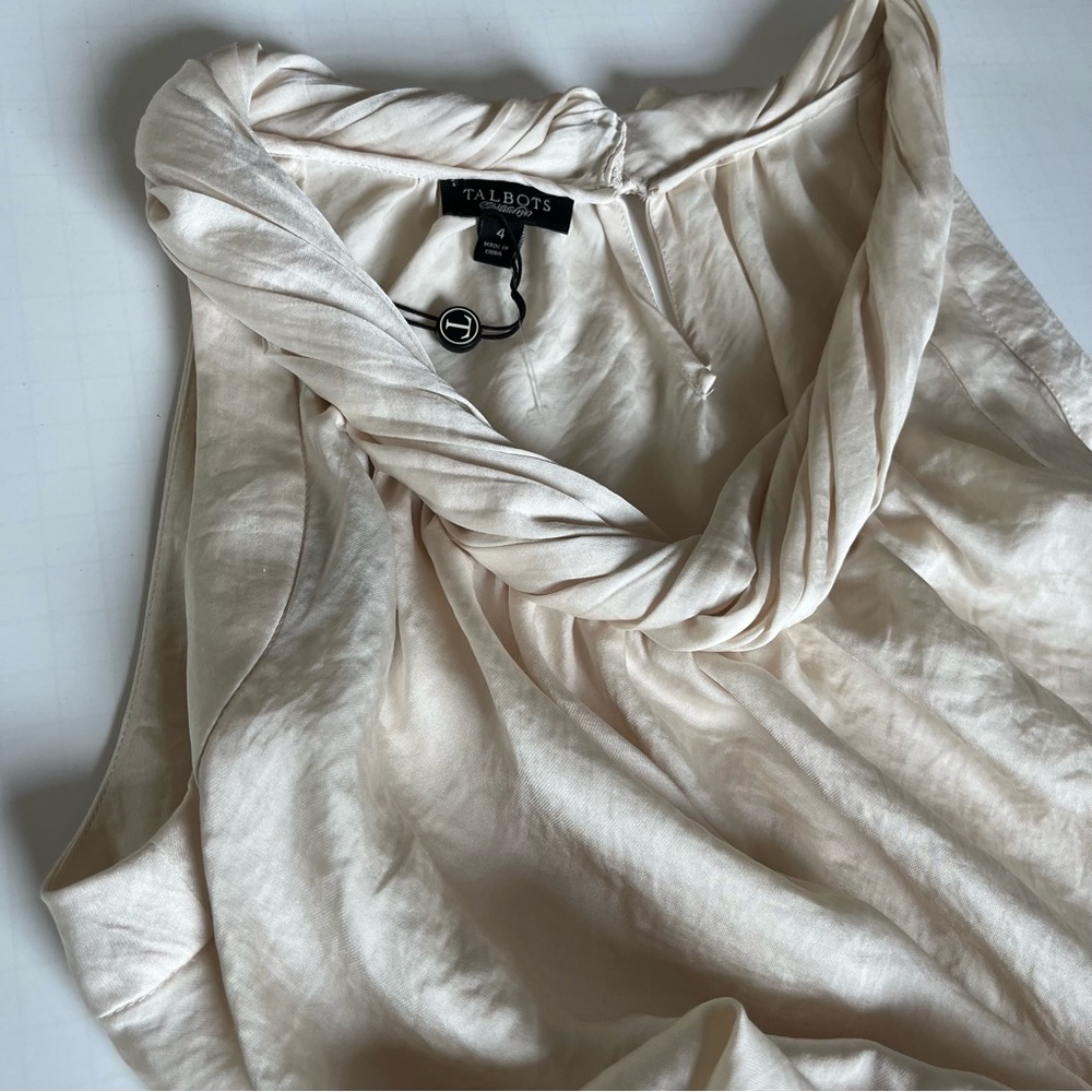Talbots Cream Ruched Blouse - Picture 3 of 12